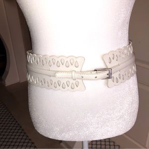 Worth Collection Wide Ivory Off White Corset Belt Size M